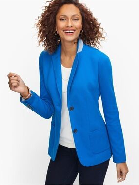 Talbots Aberdeen Twill Knit Cobalt Blue Tailored Knit Blazer 8
